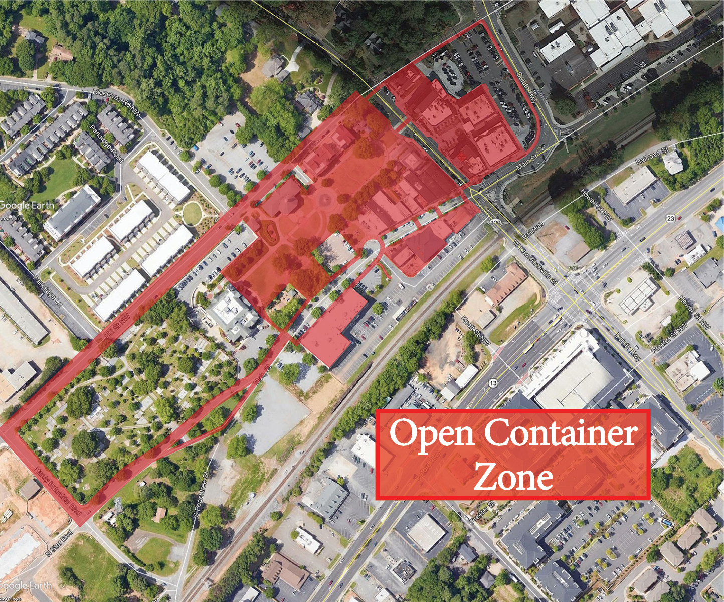 Map of Downtown Duluth open container zone. 