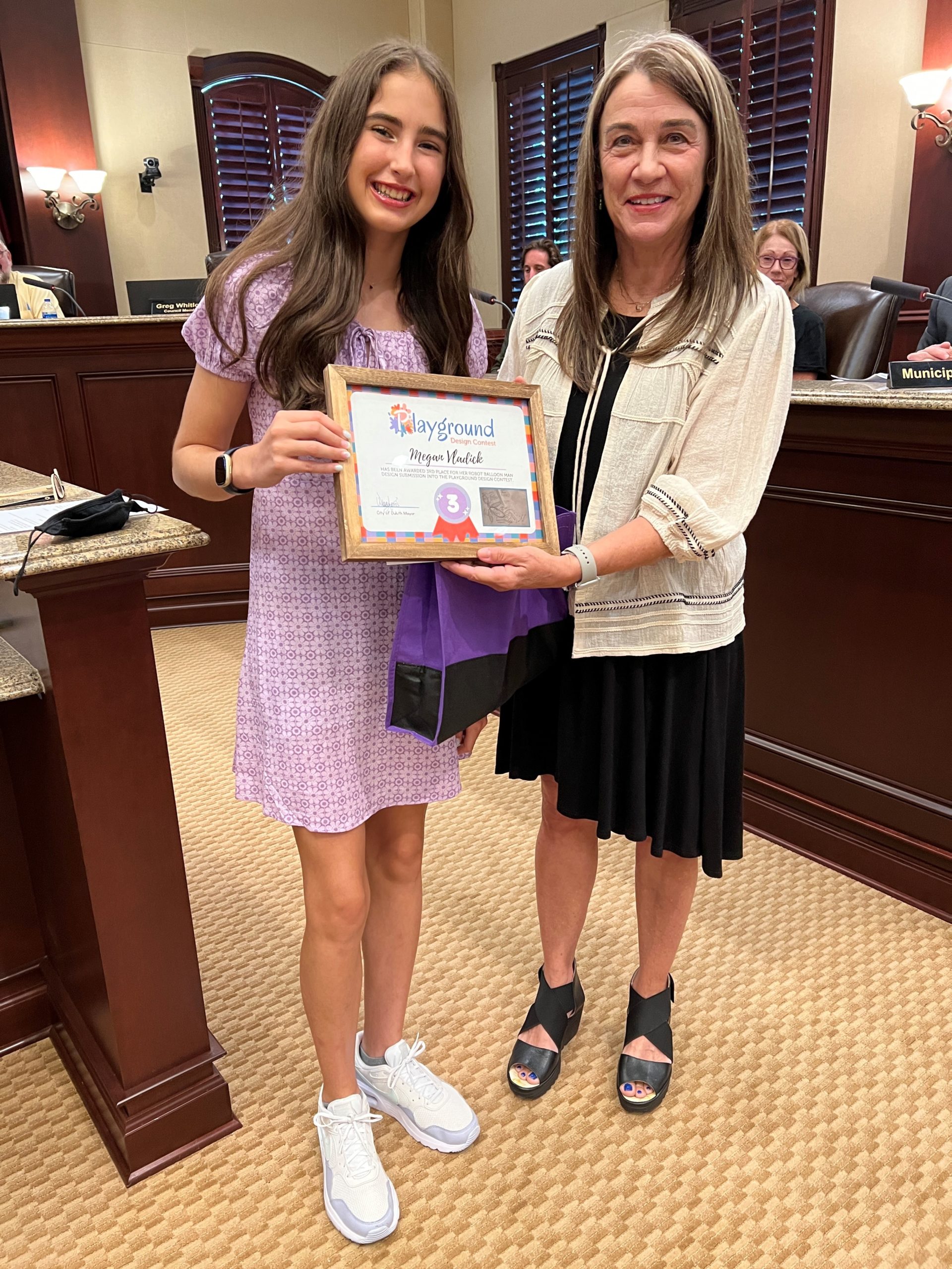 Megan Vladick and Mayor Nancy Harris